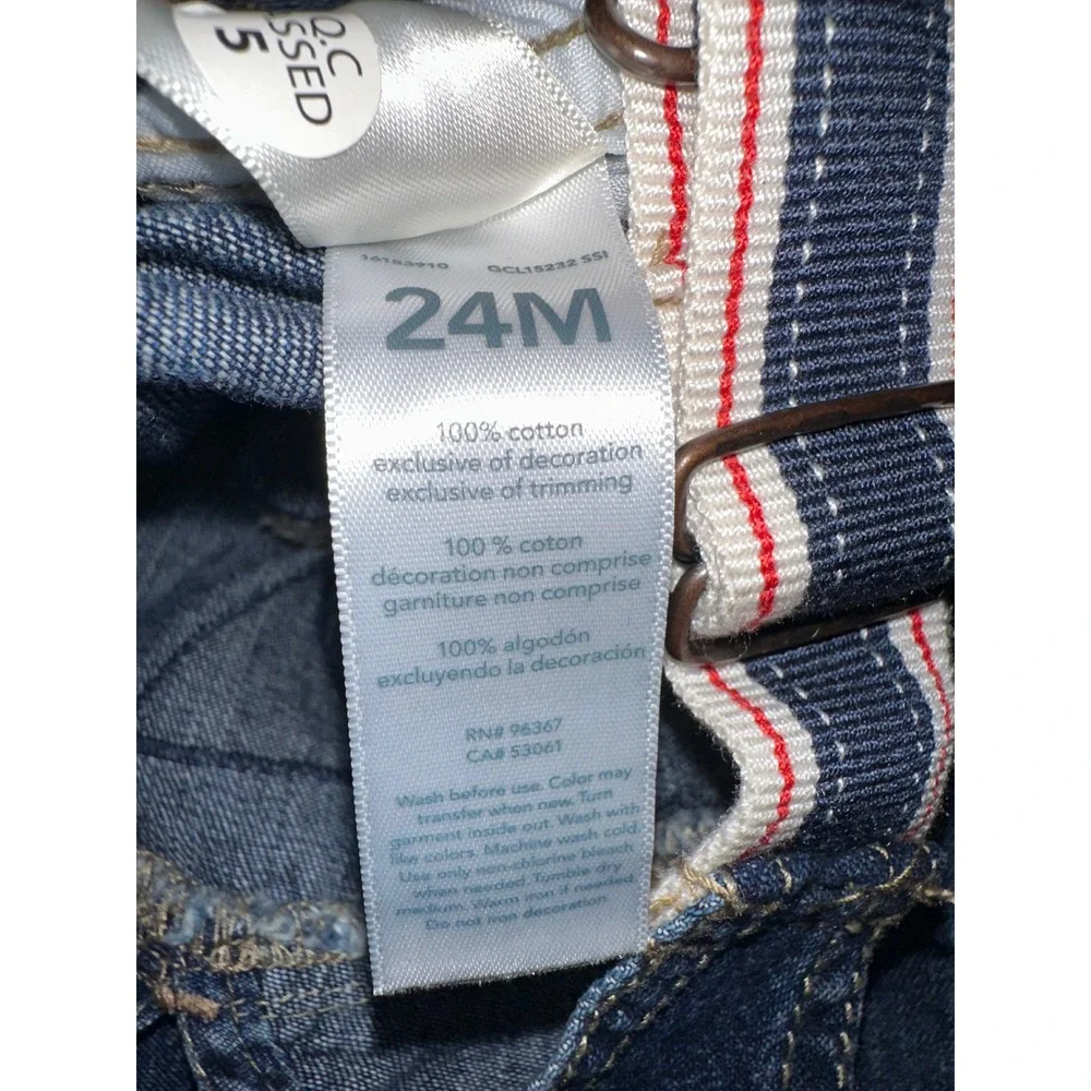 Osh Kosh B'Gosh Denim Short Overalls Size 24 Months Button Legs Patriotic Colors